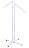 SSWBasics White 2-Way Clothing Display Rack - Sleek Retail Clothing Rack with Slant Arms for Garment Display (48'-72'H 3' Increments) - Sturdy Clothes Rack for Boutique, Thrift Store, and Retail
