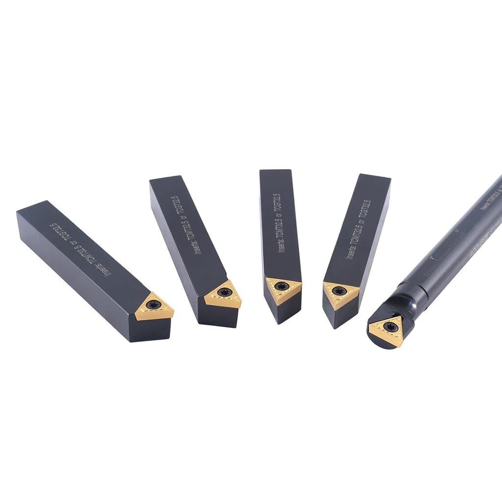 Accusize Industrial Tools Mini Indexable Turning Tool Boring, 5/8 in | Shank Size 5/8 in, Uses TCMT32.5 Inserts, Includes 5 Holders and Boring Bar, 2386-0058