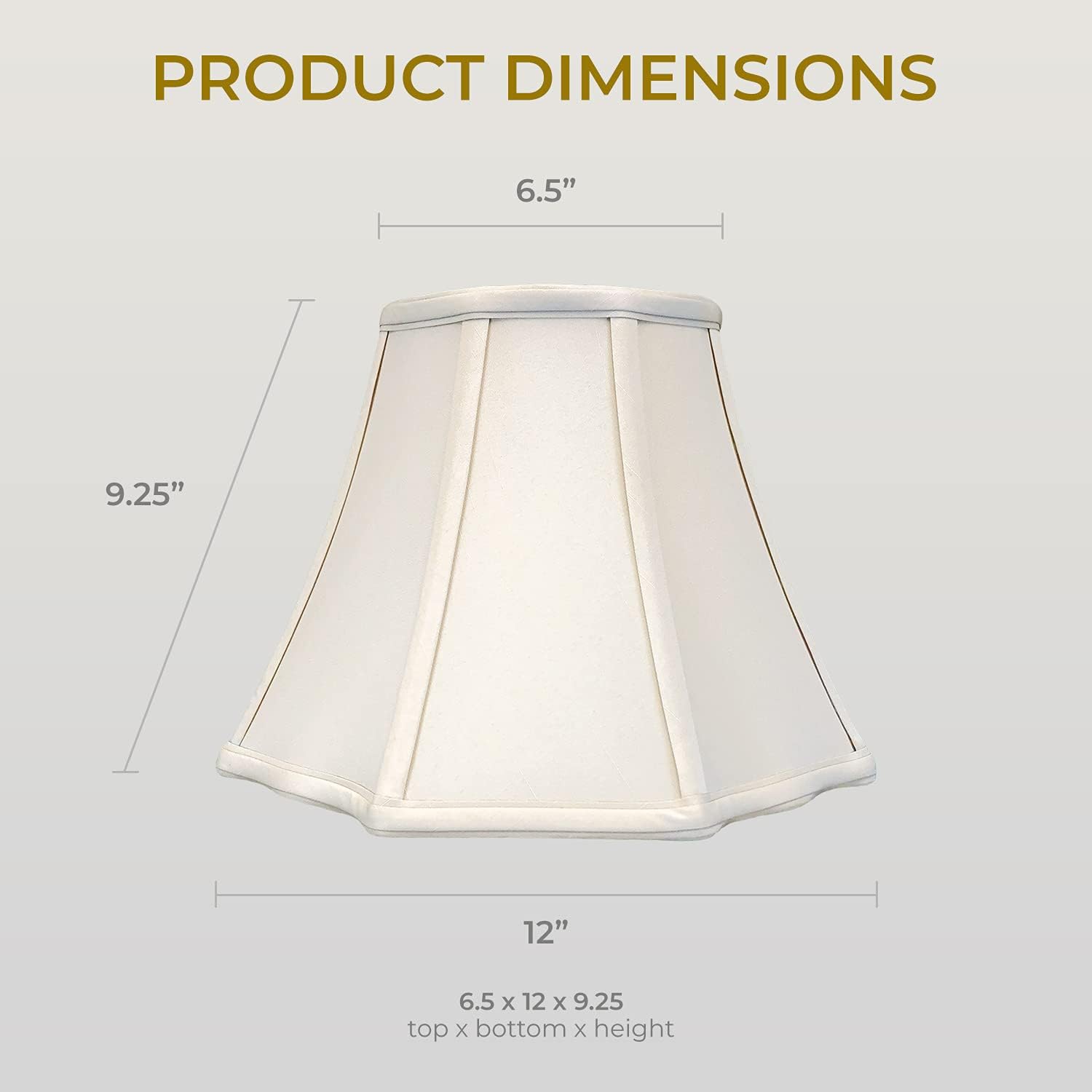 Royal Designs, Inc. Flare Bottom Outside Corner Scallop Lamp Shade, BS-701-12BG-2, Beige, 6.5 x 12 x 9.25, Set of 2