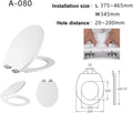 Toilet Seat Oval Shaped Toilet Seat Soft Close White, PP Material Standard O Shape Toilet Seat Quick Release Soft Close 360° Adjustable Hinge, 420 x 345mm