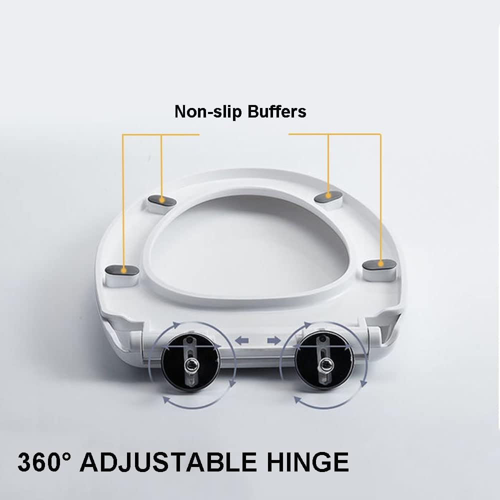 Toilet Seat Oval Shaped Toilet Seat Soft Close White, PP Material Standard O Shape Toilet Seat Quick Release Soft Close 360° Adjustable Hinge, 420 x 345mm