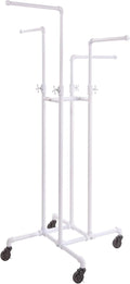 Econoco - PS4-ADJWH - Clothing Rack Heavy Duty Pipeline Adjustable 4 Way Rack Plumbing Pipe Clothes Rack Gloss