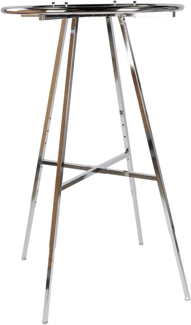 SSWBasics Chrome Round Clothing Rack (36' Diameter, 48'-72'H, 3' Increments) - With Push Button Adjustable Legs - Round Garment Rack for Retail, Thrift, and Consignment Shops
