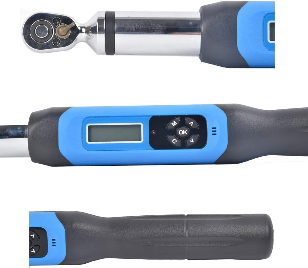 Digital Torque Wrench Electronic Torque Spanner Wrench 1/4 Inch Drive with Max. Operating Range 30N.m/22.12ft.lb/265.5in.lb/305.91kgf.cm Peak Hold And Real Time Mode