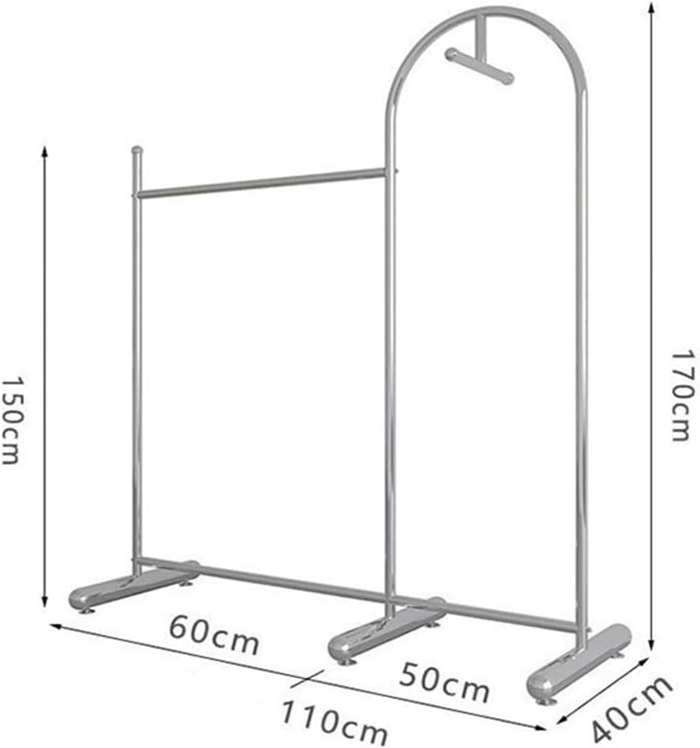 Clothes Rail Garment Rack Commercial Heavy Duty Garment Rack, Stainless Steel Clothing Rack Free Standing Coat Rack for Bedroom Clothes Drying Rack for Hanging Clothes, Silver-110x40x170cm