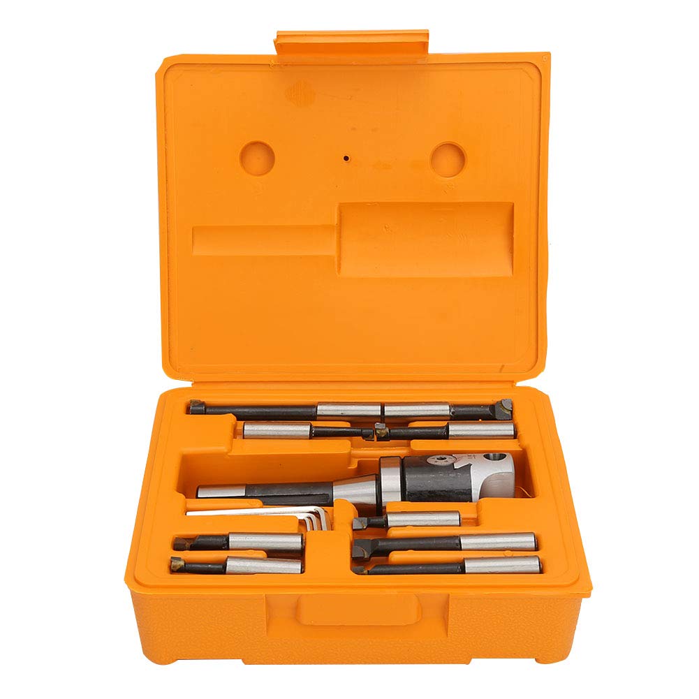 13 Pcs Indexable Metal Lathe Turning Tool, Boring Head Set, Carbide Boring Bar Set, Carbon Steel, Suitable for Semi Finishing and Finishing
