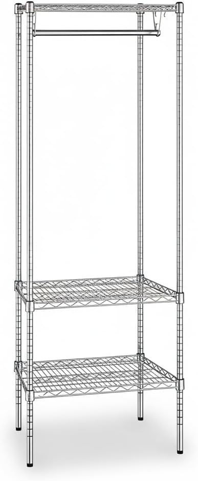 18' x 24' x 74' NSF Chrome Clothes Rack, Heavy Duty Garment Shelf Organizer for Clothes and Shoes
