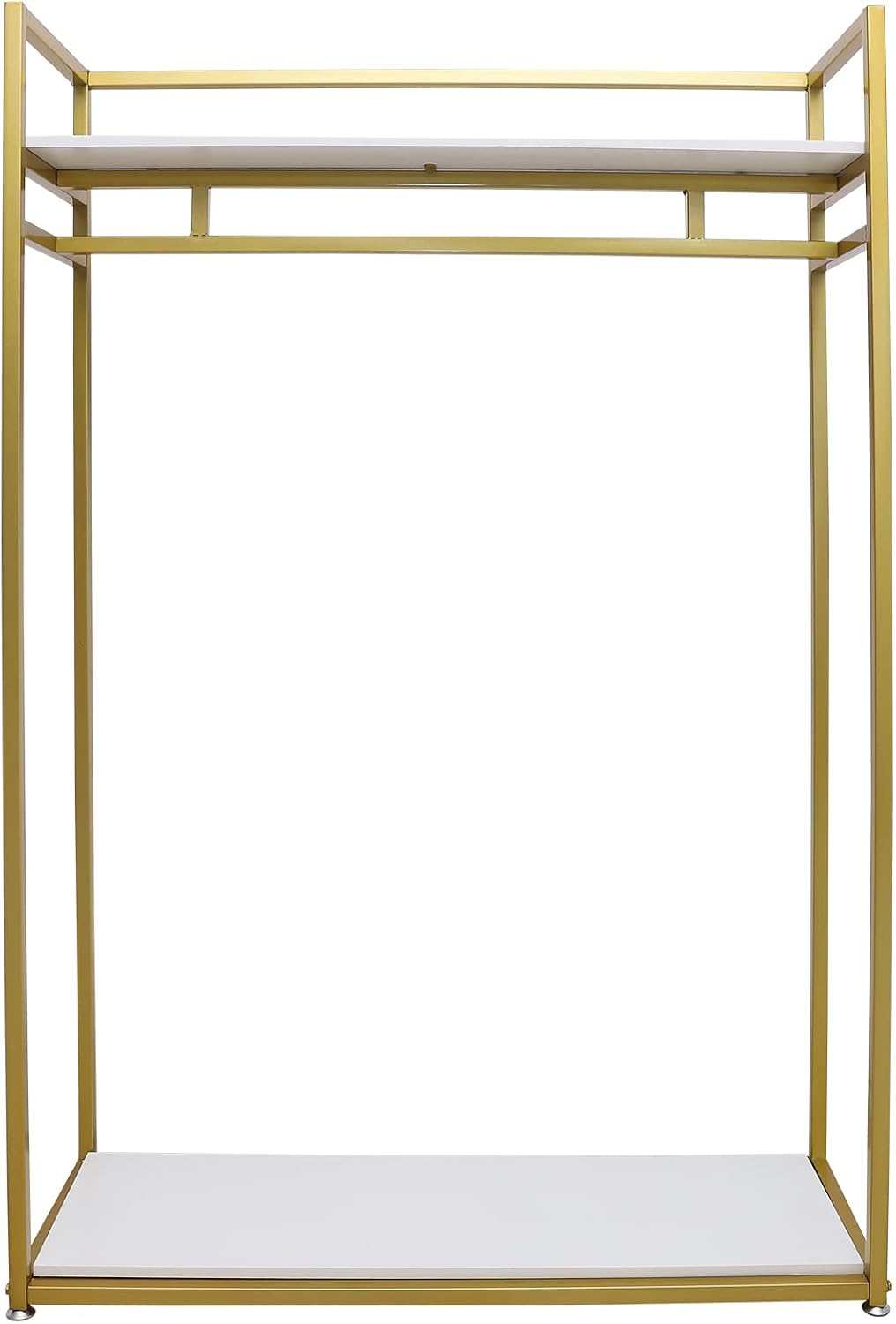 Heavy Duty Clothing Rack with Wood Shelf,Clothes Rack,Freestanding Garment Rack for Home Boutique Retail Display,Gold