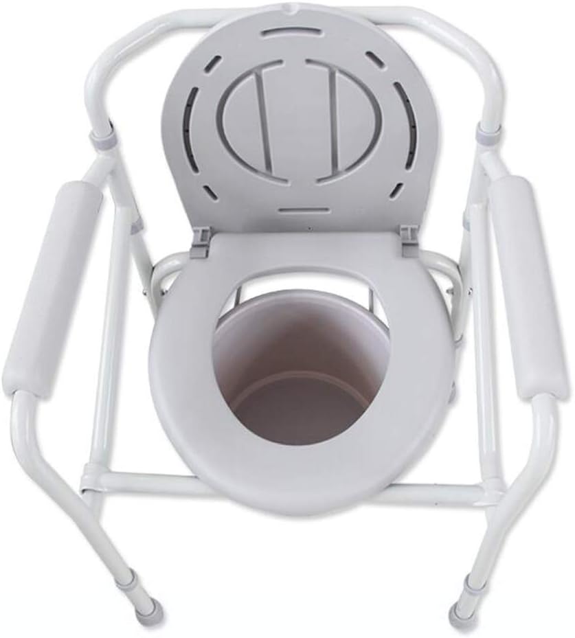 Folding Bedside Commode Shower Chair Toilet Seat Riser 3 in 1 Potty Chair with Non-Slip Handrail Height Adjustable for Adults, Handicap, Elderly Heavy Duty