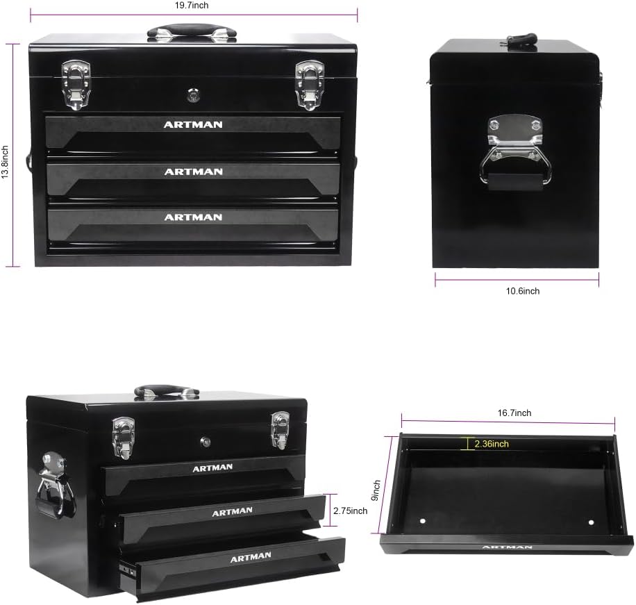 Tool Box Set, 439-Piece Mechanic's Tool Kit, 4-Drawer High Capacity Tool Chest, Lockable Storage Organizer with Sliding Drawers for Home & Garage Repair (Black)