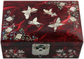Antique Alive Mother of Pearl Inlay Design Jewelry Box, Wood Jewelry Box, Trinket Case, Keepsake Treasure Chest Box Organizer Holder (Butterfly)