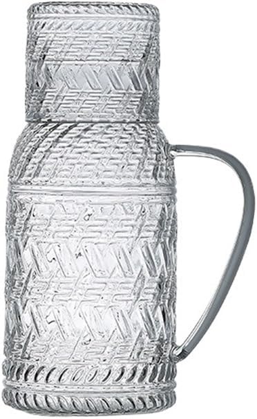 Beverage Serveware 1.1L Glass Water Jug With Lid Retro Cold Water Pitcher Household Resistant High Temperature Tea Kettle For Cold/Hot Water, Iced Tea Water Carafe(Clear)