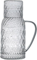 Beverage Serveware 1.1L Glass Water Jug With Lid Retro Cold Water Pitcher Household Resistant High Temperature Tea Kettle For Cold/Hot Water, Iced Tea Water Carafe(Clear)