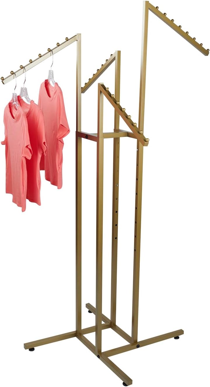 SSWBasics Gold 4-Way Clothing Rack with Slant Arms