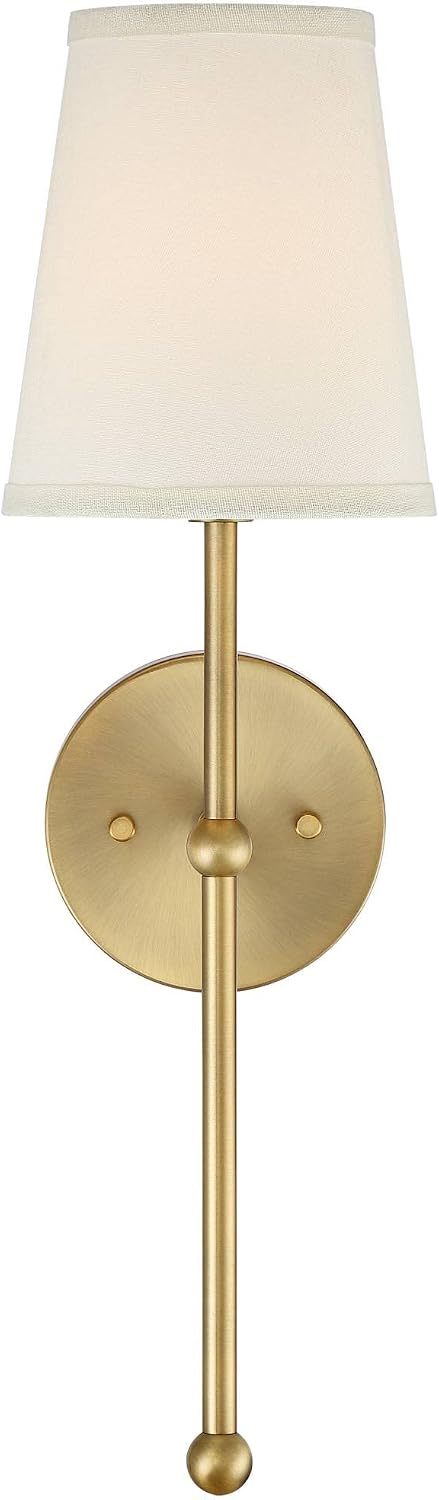 Possini Euro Design Elena Modern Wall Light Sconces Set of 2 Warm Brass Gold Metal Hardwired 6' Cream Linen Shade for Bedroom Bedside Living Room House Home Hallway Dining Kitchen