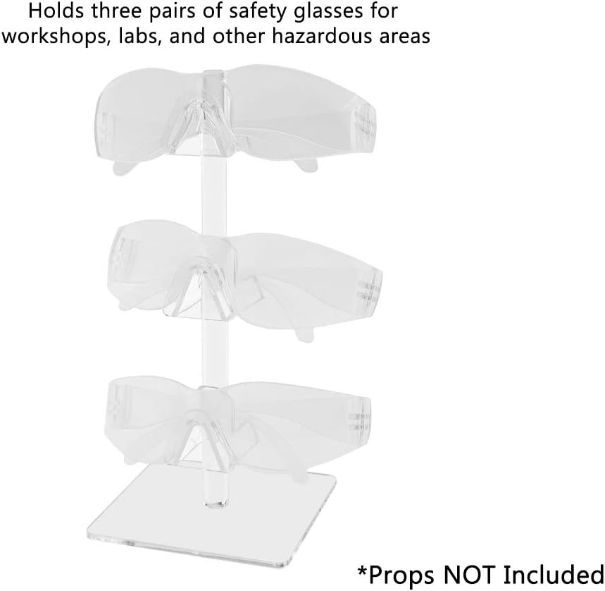 Marketing Holders 6 Pack Eyewear Holder Tabletop Organizer Stand Holds 3 Pairs of Sunglasses or Eyeglasses Clear Acrylic with Square Base for Boutiques Gift Shops Opticians and Retail Stores