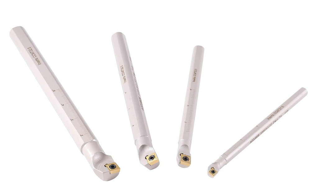 Accusize Sclcr Indexable Boring Bar Set, 3/8', 1/2', 5/8', 3/4' for Steel | 31 Pc Set with 20 TiN Coated CCMT Carbide Inserts, Negative 5° Angle, 45HRC, Torx Screw Retention, P252-S410