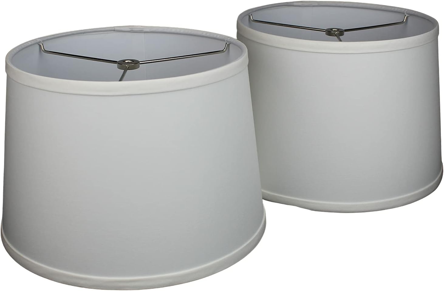 FenchelShades.com Set of 2 Lampshades 10' Top Diameter x 12' Bottom Diameter x 8' Slant Height with Washer (Spider) Attachment. Attaches to Lamps with an existing Harp (not included) (Linen Snow)