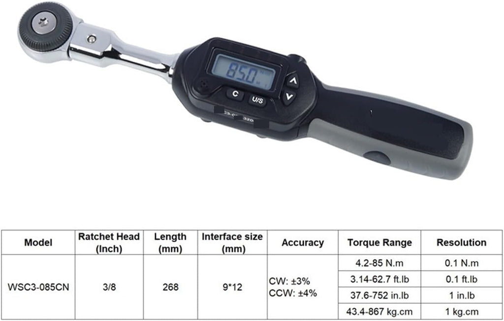 OUTMX Digital display torque wrench with detachable head 30NM-135NM Standardized manufacturing 1/4, 3/8, 1/2 inch(Wsc3-060cn)