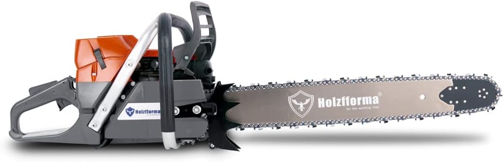 Farmertec 71cc G372 Holzfforma Gasoline Chain Saw Power Head With 28inch bar and chain Orange Dark Grey Wrap Around Handle Bar