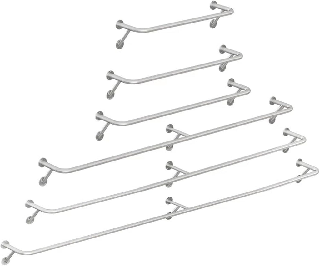 Stainless Steel Wall Mounted Clothes Rail 160cm Space Saving Garment Hanging Rack for Retail Store Display Silver Pipe Clothing Rack (150cm