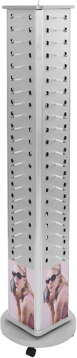Rotating Sunglasses Display Stand, 84 Pair Glasses Display Rack, Sunglasses Holder Organizer, Eyeglass Turning Stand for Multiple Glasses, Reading Glasses with Storage Cabinet and Wheels for Glass Store