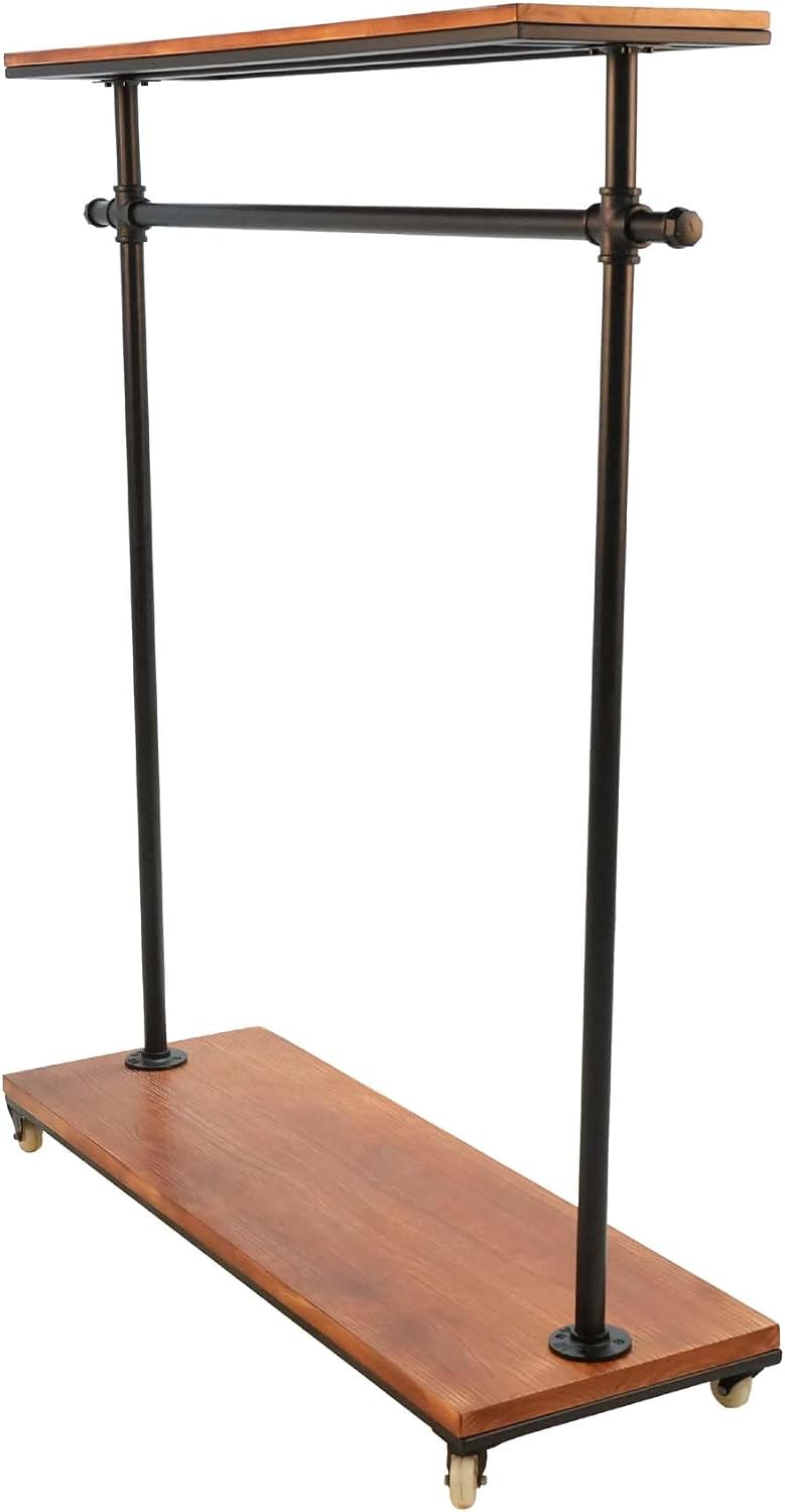 Industrial Pipe Clothing Rack, Pine Wood Shelving, Shoes Rack with Wheels, Cloth Hanger, Household Shoe Rack, Pipe Shelf, Garment Racks