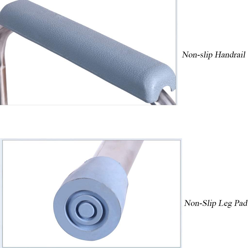 Heavy Duty Bariatric Toilet Seat Household Commode Chair Portable Toilet with Safety Steel Frame Non-Slip Leg Pad/Handrail for Seniors, Disabled