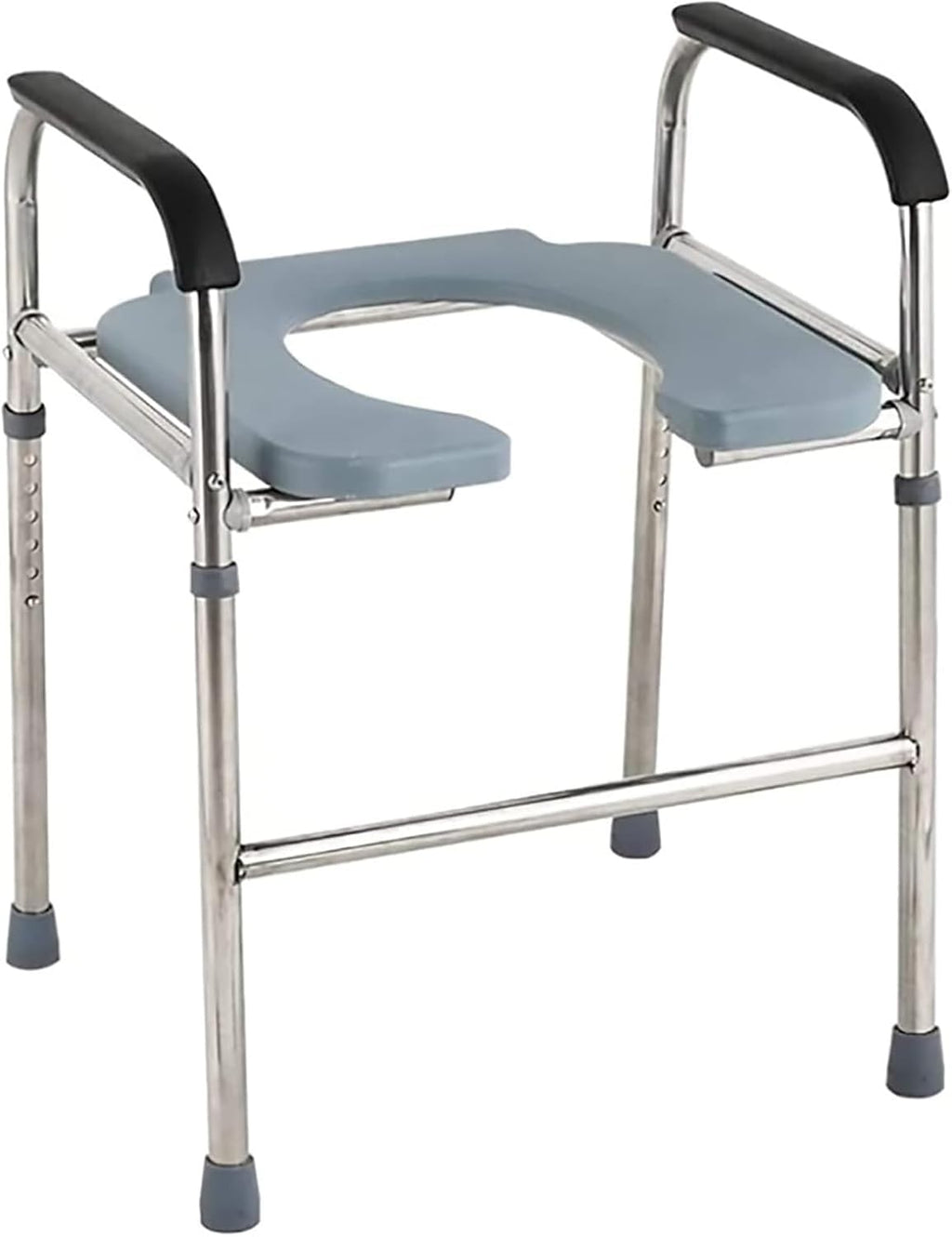 Bedside Commode,Toilet Seat with Handles Folding Commode Chair Stainless Steel with arms Lightweight Camp Toilet seat Perfect for Trips