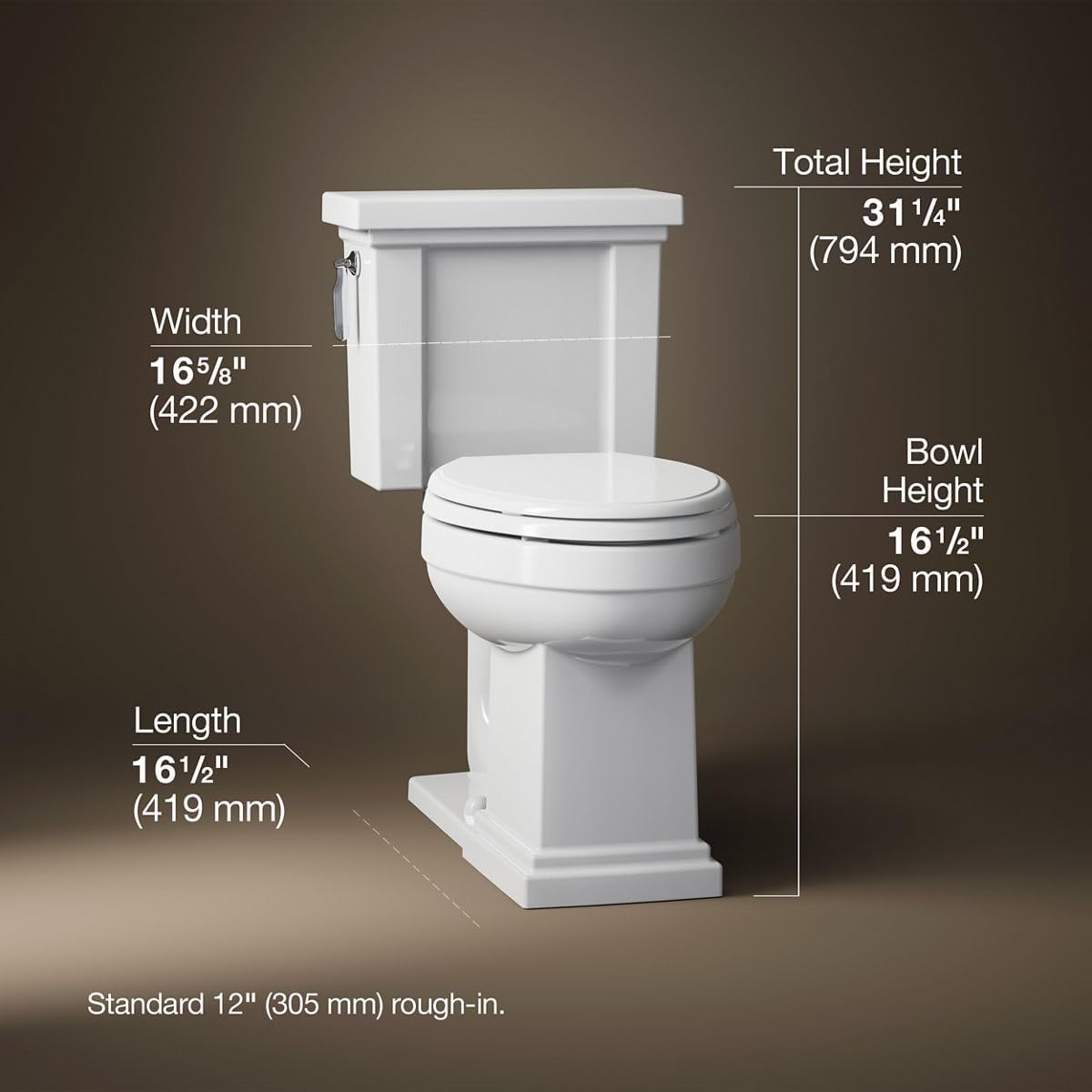Kohler, K3950-0, Two-piece elongated toilet, 1.28 gpf, White