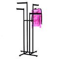 Only Garment Racks - Clothing Rack - Heavy Duty Textured Black Finish - 4 Way Clothes Rack, Adjustable Height Decorative Blade Straight Arms, Perfect for Retail Clothing Store Display