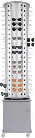 120 Capacity Eyeglass Display Stand 360° Rotating Sunglasses Rack Organizer Holder with Base Square Freestanding Countertop Spinner for Retail Boutique (Sliver, 120 Pairs)