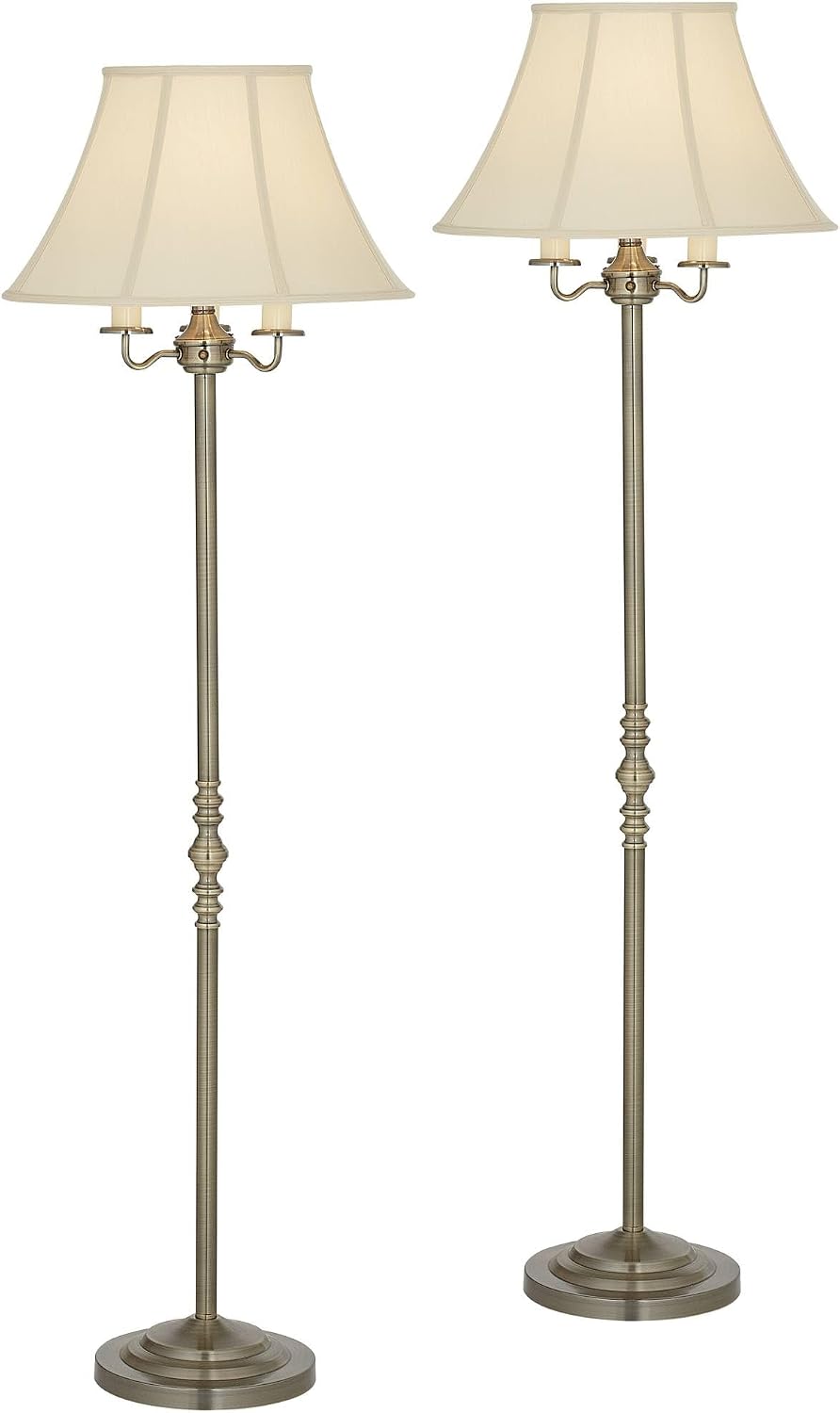 Regency Hill Montebello Traditional 59' Tall Standing Floor Lamps Set of 2 Lights Candelabra 4-Light Gold Metal Antique Brass Finish Living Room Bedroom House Reading Office Home Decor Entryway
