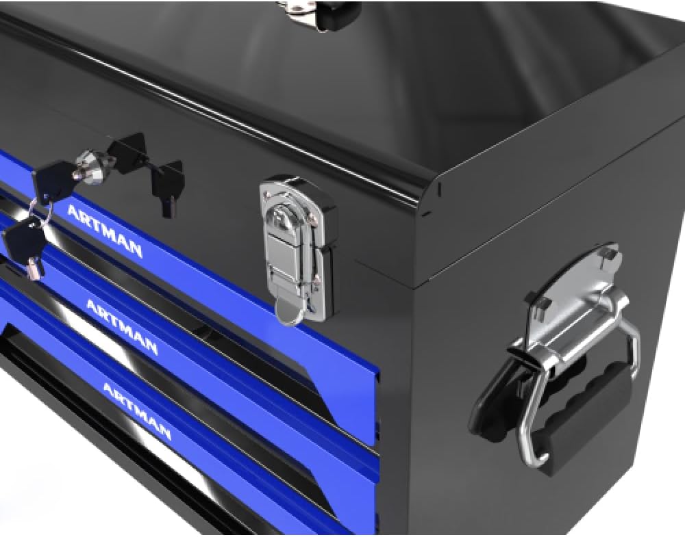 Tool Box Set, 439-Piece Mechanic's Tool Kit, 4-Drawer High Capacity Tool Chest, Lockable Storage Organizer with Sliding Drawers for Home & Garage Repair (Blue)