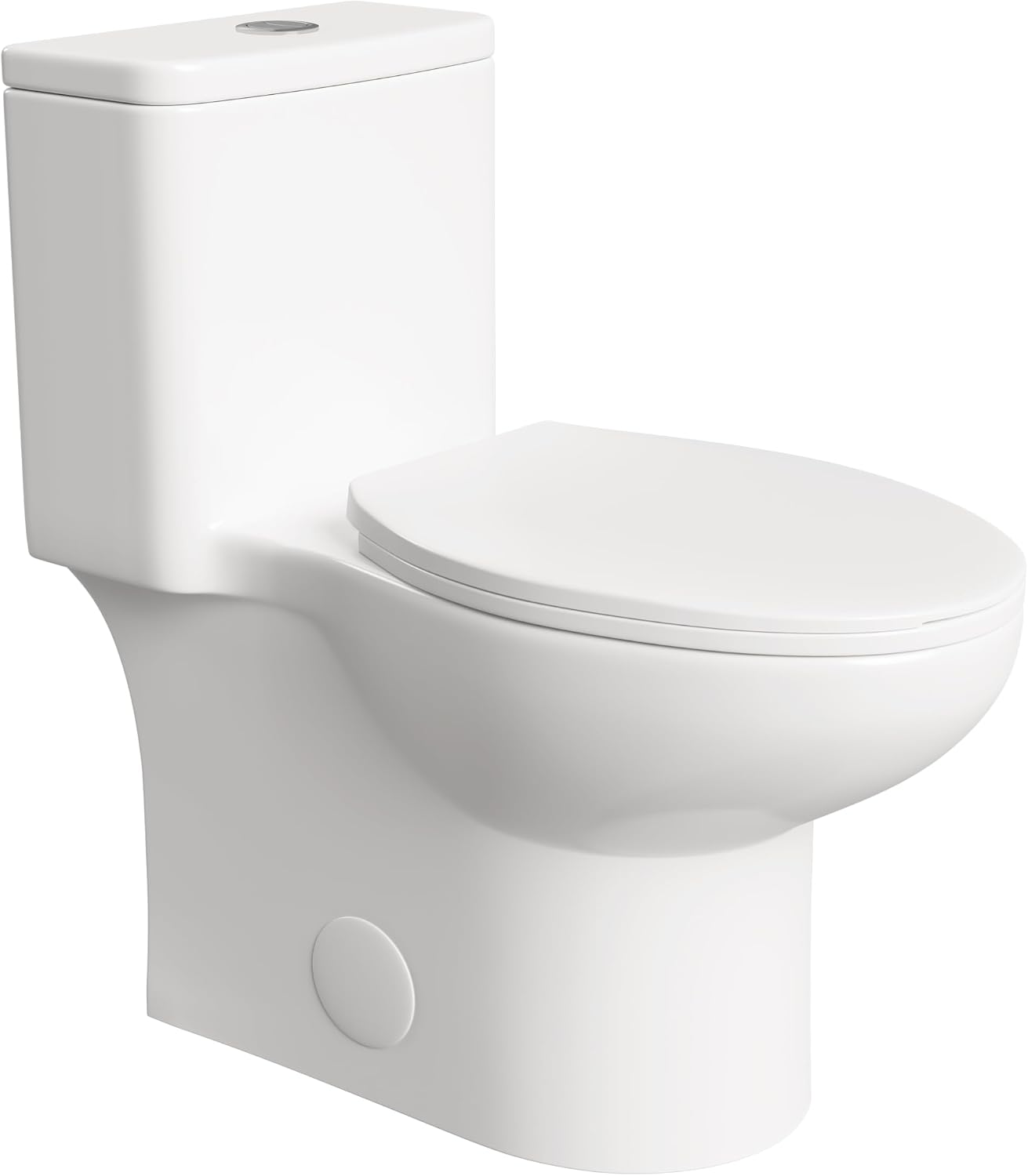 Eridanus One Piece Toilet for Bathroom, Elongated Toilets with Compact Soft Closing Seat, ADA Compliant 17' Chair Height Seat, 12' Rough in, Powerful Dual Flush 1.1/1.6 GPF, Modern Ceramic White