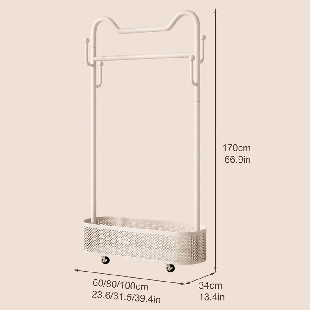Modern Garment Rack, Clothes Rack, Clothing Rack, Rolling Garment Rack with Shelf, Portable Closet Wardrobe Rack, for Bedroom,Living Room,Clothing Store(Gray,60cm/23.6in)