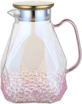 Beverage Serveware 1600ml Pink Glass Water Pitcher With Lid Large Capacity Home Water Carafe Heat-resistant Kettle For Hot/Cold Water Water Carafe
