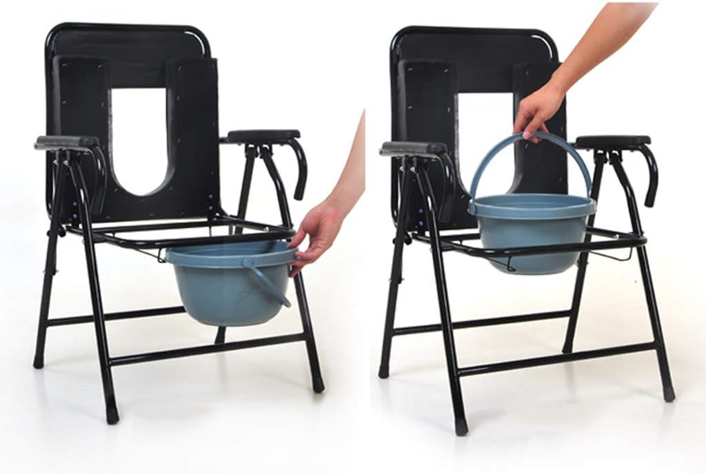 Commode Chair Folding Commode Chair - Heavy-Duty Bedside Potty Chair for Adults, Handicap Toilet Seat with Handles Bathroom Shower Chair