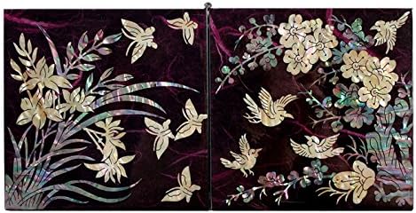 Antique Alive Mother of Pearl Inlay Design Jewelry Box, Wood Jewelry Box, Trinket Case, Keepsake Treasure Chest Box Organizer Holder (Plant)