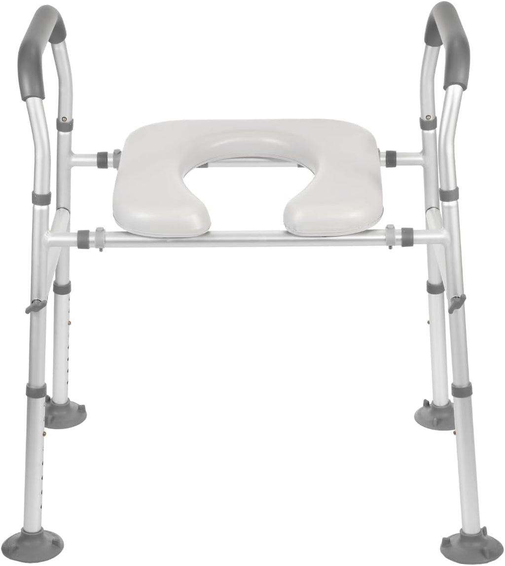 Carehofu Toilet Seat Risers for Seniors Elongated, Raised Toilet Seat with Handles, Toilet Safety Frames & Rails for Elderly and Handicap, Elevated Shower Commode Chair with Arms, Toilet Lift Grab Bar