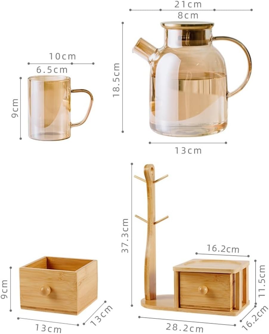 Beverage Serveware Amber glass fruit juice drink pot set cold water jug household cold water jug cup with large capacity and high temperature resistance Water Carafe