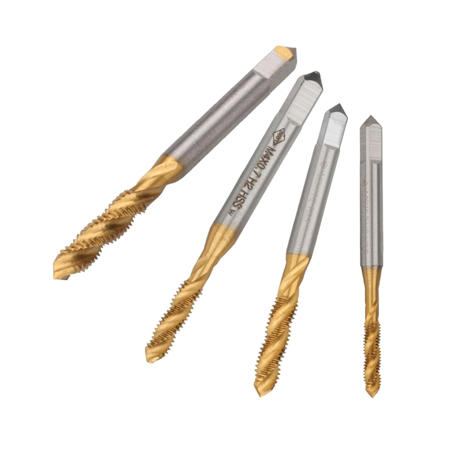 4pcs Spiral Pointed Taps Set M3 M4 M5 M6 HSS Tapping Thread Forming Tap Drill Bits TiN Coated Metric Screw Tap Kit