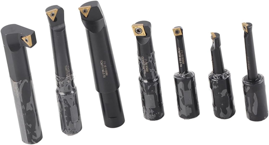 7Pcs Boring Tool 18mm Round Shank Indexable Cemented Carbide Turning Bar Holder Set F1 18 for Boring Machines and Lathes