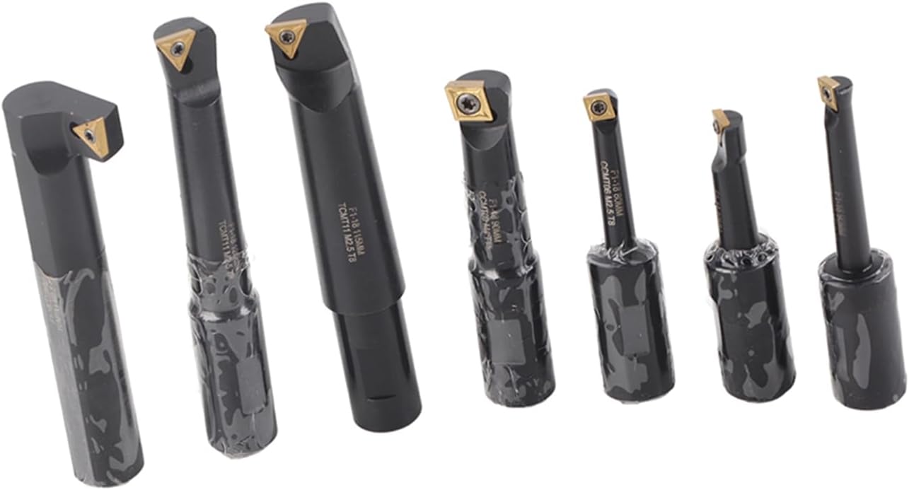 7Pcs Boring Tool 18mm Round Shank Indexable Cemented Carbide Turning Bar Holder Set F1 18 for Boring Machines and Lathes