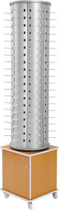 Glasses Display Stand, 114-Pair Eyewear Storage Rack for Sunglasses & Reading Glasses, 360°Swivel Commercial Eyeglass Organizer for Optical Shop, Jewelry Store, Retail Display (Silver+Yellow)