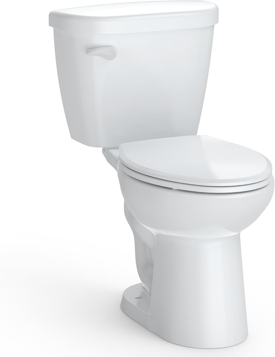 Two-Piece Elongated Toilet Set, Water Conserving Single Flush with Soft-Close Seat, Standard Installation for Home Bathrooms