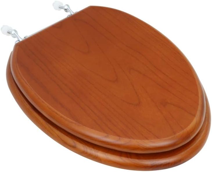 Renovators Supply Manufacturing Light Mahogany Wooden Toilet Seat Elongated Toilet Seat With Chrome Hinges And Non Slip Bumper