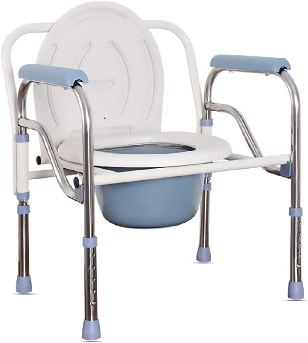 Bedside commodes, Toilet seat Chair Portable Foldable with Bucket Splash Guard Heavy Duty Disabled Stainless Steel Commode