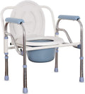 Bedside commodes, Toilet seat Chair Portable Foldable with Bucket Splash Guard Heavy Duty Disabled Stainless Steel Commode
