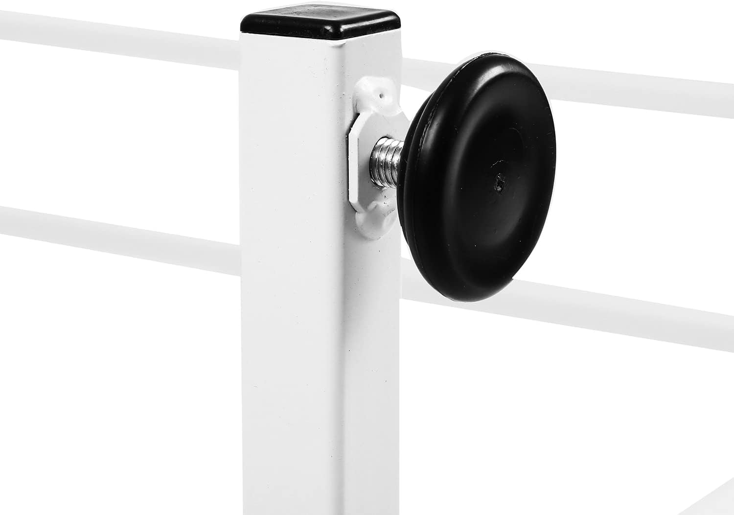 MyGift White Stainless Steel Freestanding Garment Rack, Heavy Duty Double Rod Clothes Rack Clothing Hanger Stand with Storage Display Shelf